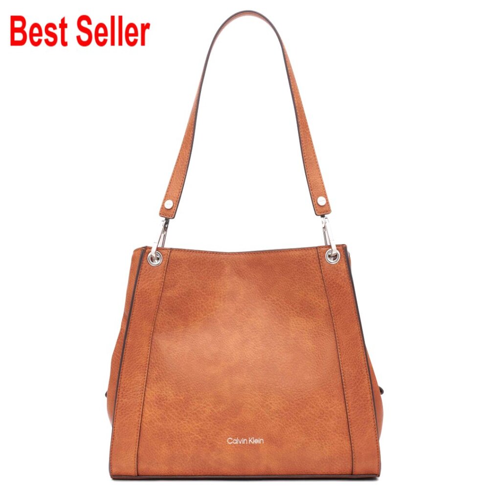Faux Leather Triple Compartment Shoulder Bag With Vegan Leather